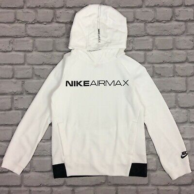 Nike Air Max Youth White Overhead Jersey Hoodie Hooded Rrp Â£45 Ad