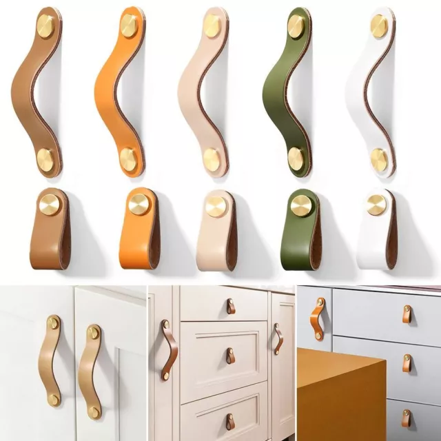 meubles Boutons de traction tiroir Poignée d'armoire Poignées de porte en cuir