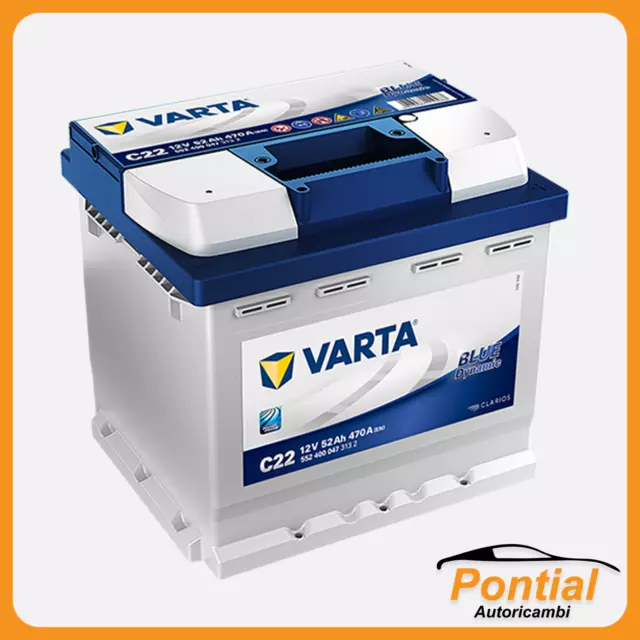 Batteria Auto Varta C22 12V 52 Ah 470 A En Blue Dynamic - Positivo A Destra