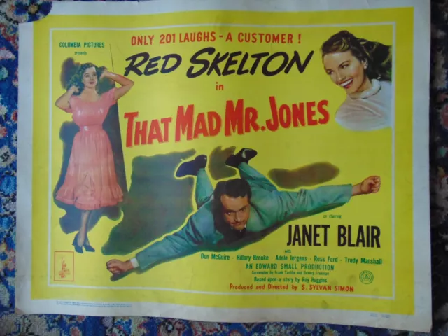 Film Movie Poster Half Sheet Theatre Lobby That Mad Mr Jones Red Skelton 1948