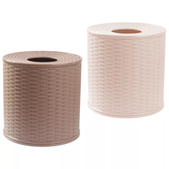 2Pcs Hand Woven Rattan Tissue Box Vintage Holder for Home Office Car-EQ