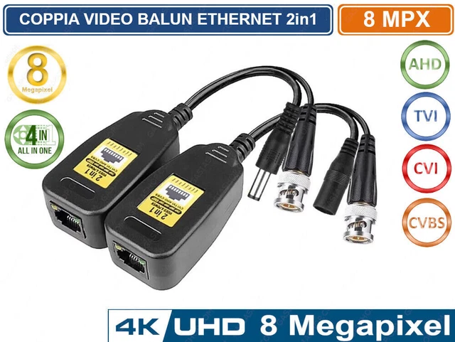 PAIRE VIDÉO BALUN 8MP 4K 4in1 HD-CVI Hd-Tvi AHD Cvbs 400m Caméra DVR - Foto 5
