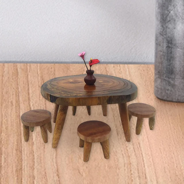 1/12 Dollhouse Desk Chair Set Miniature Model Accessories Vintage Dollhouse