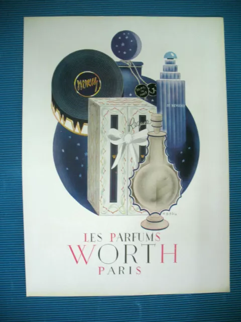 Publicite De Presse Worth Parfum Requete Dans La Nuit Illustration Sibia Ad 1947