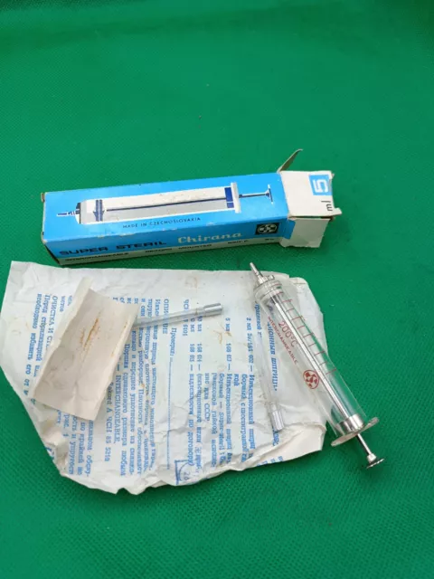 Vintage 5 ml GLASS SYRINGE Old medical Vintage Chirana