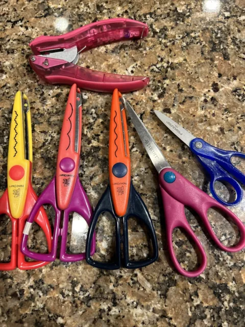 Lot of 6 Provo Craft Paper Shapers Scissors, Paper Pro Hole Punch And Scissors