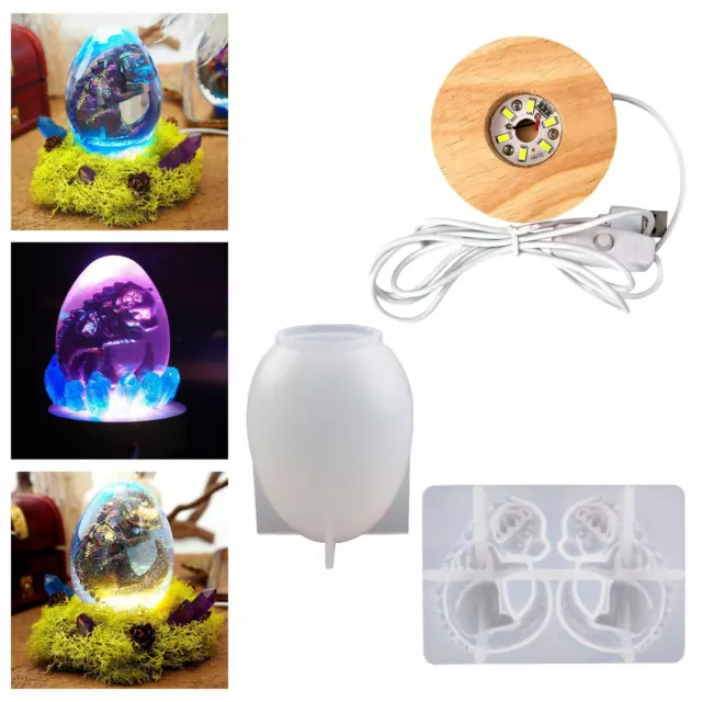 3D Drachenei Silikonform Set DIY Lampe Schmuckherstellung Bastelset Dekoration