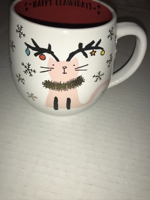 Merry Christmas bySheffield Home Coffee Mug Cup HAPPY CLAWIDAYS Cat Large Winter