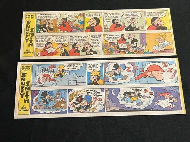 #Q01a BARNEY GOOGLE & SNUFFY SMITH Lot of 14 Sunday Quarter Page Strips 1986