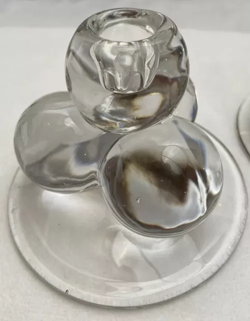 MCM Westmoreland Glass Stacked 4 Ball Taper Candle Holder Set Of 2