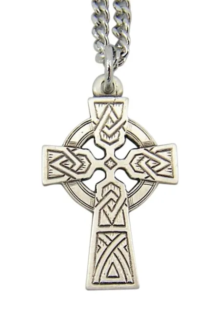 Sterling Silver Celtic High Cross Pendant with Knot Design, 1 Inch