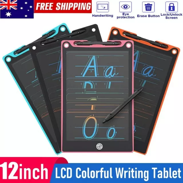 12 Inch LCD Colorful Writing Tablet Drawing Board Kids Learning Pad Doodle Toys