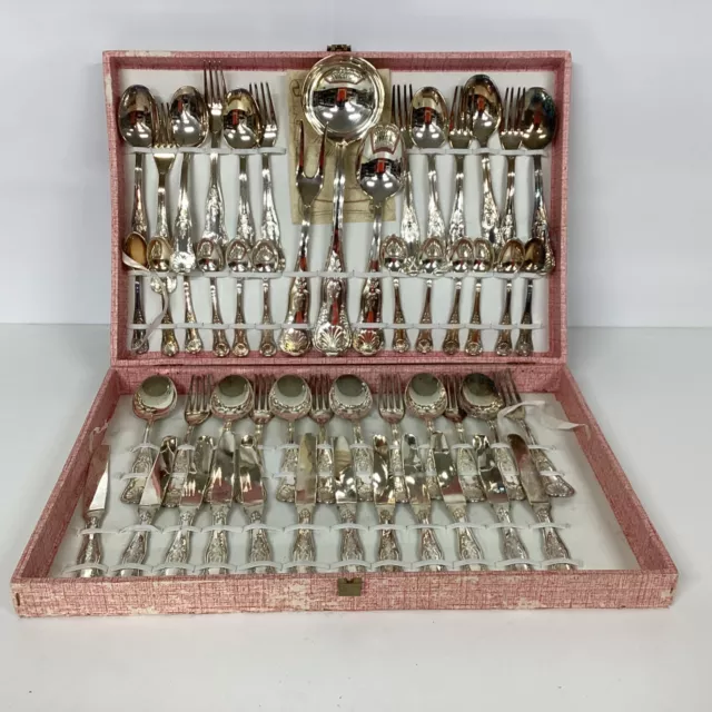ITALY ARG800 51PC Silverplated Dinner Cutlery Set in Box J8 W