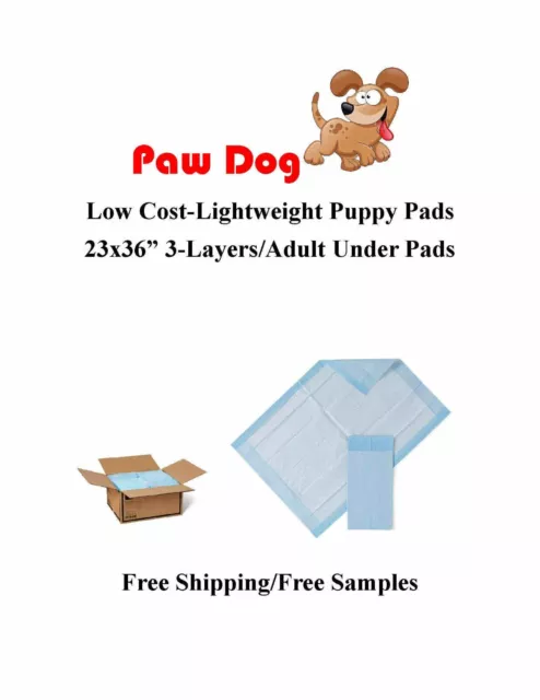 23x36" Low Cost Lightweight Puppy Dog Pads 3-ply-Underpads Single Use Under Pads