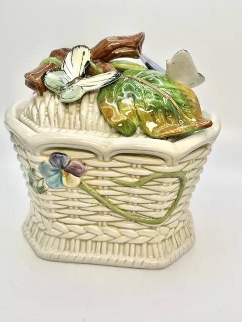 Fitz and Floyd Classics Old World Rabbits Lidded Box With Butterflies