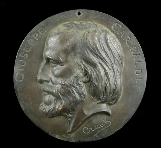 Medalla S.XIX Crauk Gustave (1827-1905) General Giuseppe Garibaldi Medal 18cm