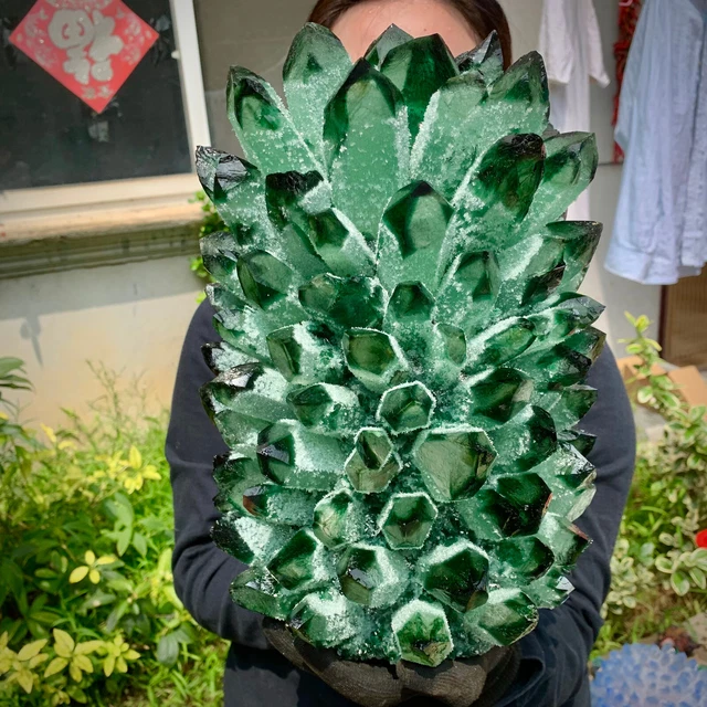 31.24LB   New Find Green Phantom Quartz Crystal Cluster Mineral Specimen Healing 3