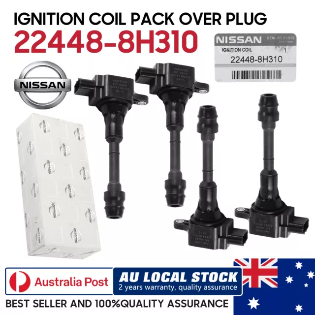 IGNITION COIL pack SET for NISSAN X-TRAIL T30 QR25DE 2.5L 4CYL 2001-2009 XTRAIL