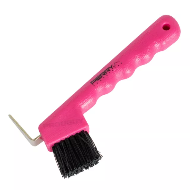 Pink Horse Hoof Pick & Brush With Wave Grip Ergonomic Handle Equestrian Grooming