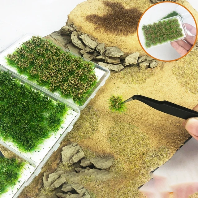 Tiardey Grass Tufts Sand Table Set, kit de modèle de Terrain, grappe d'herbe d'arbuste, utilisé pour Les paysages Miniatures, de thème de Table de Sable, modèle de Paysage - grappe d'herbe Verte