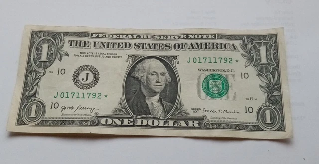 2017 A One Dollar ($1) *STAR* Note 00068718* Lower Fancy Serial Number FR SH