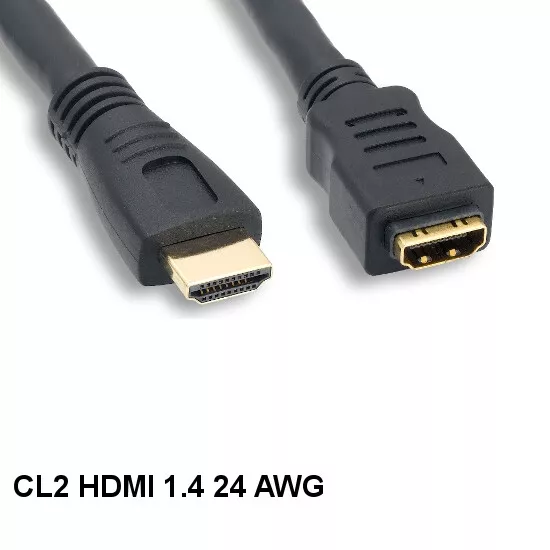 6' HDMI 1.4 Extension Cable w/ Ethernet Male/Female 24AWG Gold-Plated Connector