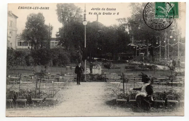 ENGHIEN LES BAINS - Val d' Oise - CPA 95 - Jardin du casino vu de la Grotte N° 6