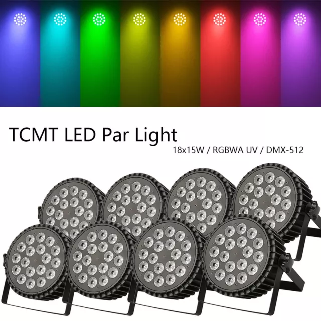 8x 270W RGBAW UV LED Par Lights DMX Stage Par 64 Washer Light DJ Disco Spotlight