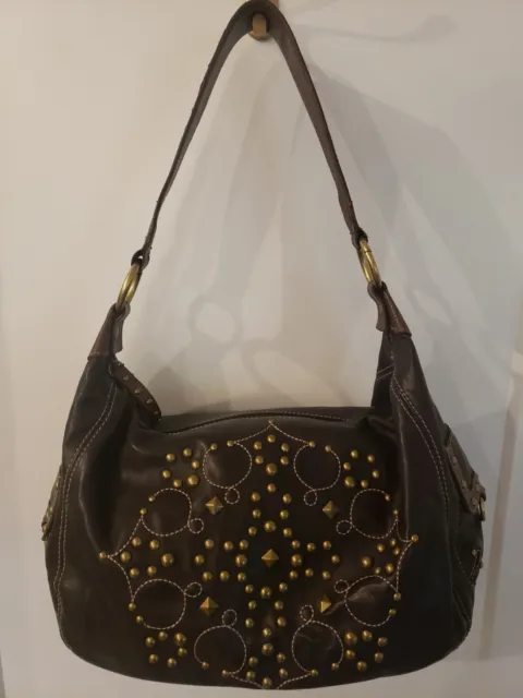 NWOT Pritzi Handbag Or Shoulder Bag Purse Brown Faux Leather Gold Tone