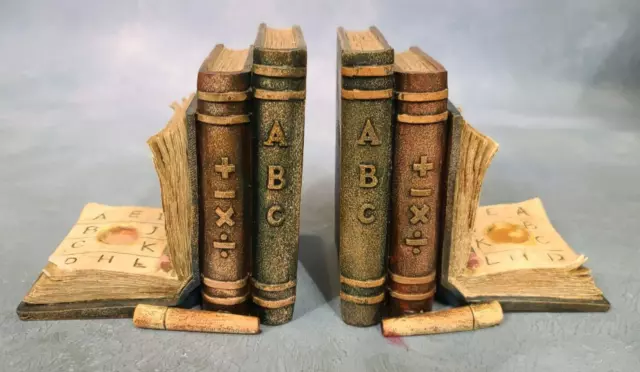 Vintage Resin Bookends Book Design Set Of 2 Home Décor