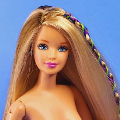 TIE DYE BARBIE Doll Nude 1998 Original Hair Wrap Mackie Face Flat Feet