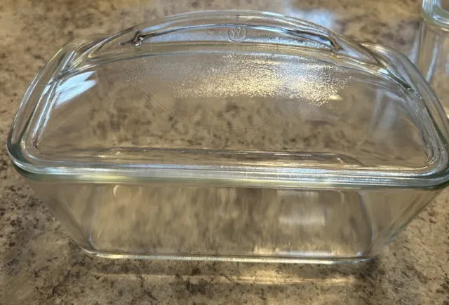 Westinghouse 1.5 Qt Covered Clear Glass Baking Pan Loaf Casserole Dish Vintage