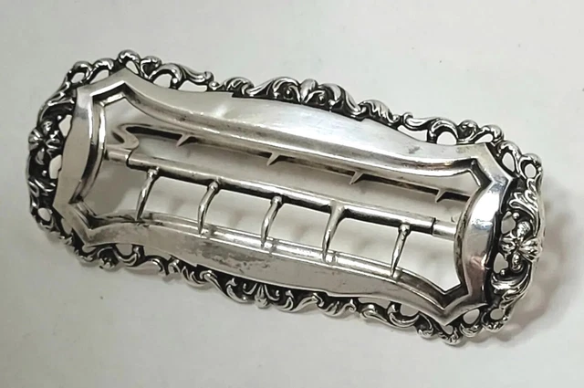 Bague Ancienne Boucle De Ceinture En Argent Massif Ciselé - Taille 51, Occasion
