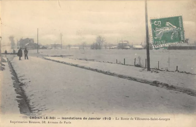 Cpa 94 Choisy Le Roi Inondations 1910 La Route De Villeneuve St Georges