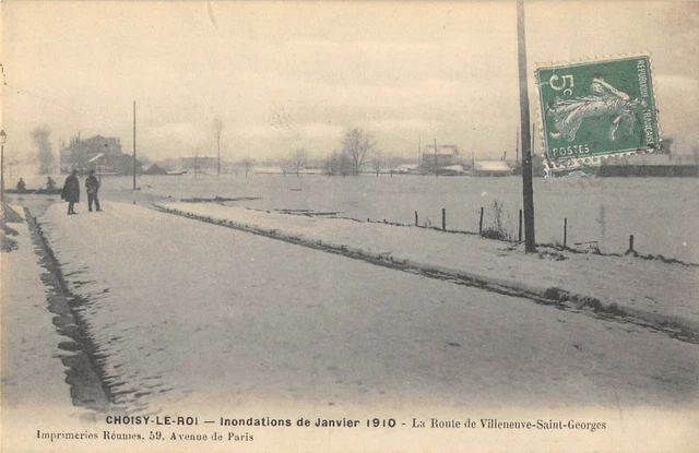 Cpa 94 Choisy Le Roi Inondations 1910 La Route De Villeneuve St Georges