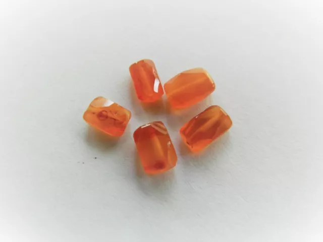 Carnelian, Natural Faceted Rectangle Beads, 5-8mm x 5mm Approx, Bag Of 5