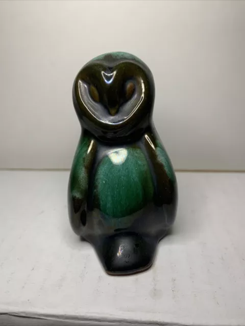 Blue Mountain Pottery Canada  3" Green Glazed Owl Figurine vintage