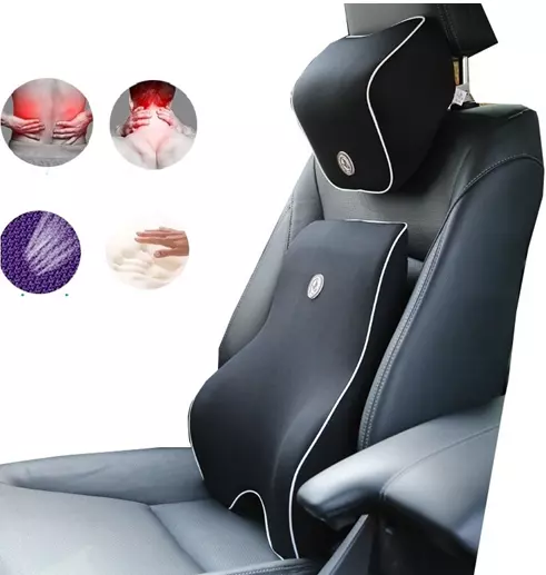 Car Lumbar Cushion Seat Support Back and Neck Pillow Memory Foam *Pain Relief*