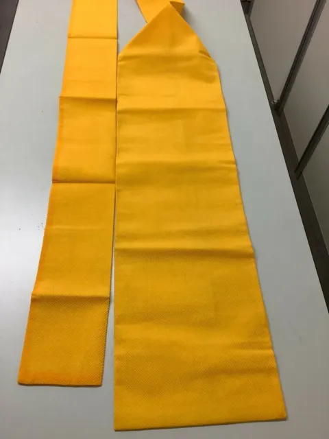 Japanese Vintage Kimono Obi yellow Light fabric 132.2x11.41inch used