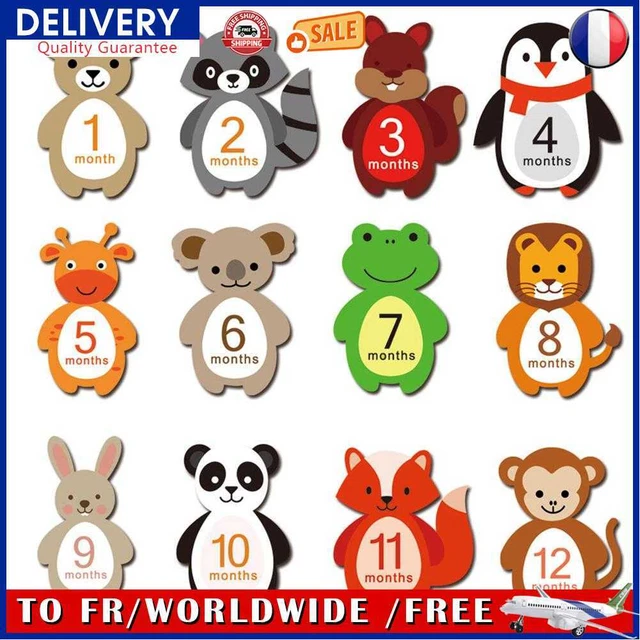 12 pièces/ensemble 1-12 mois numéro étiquette autocollant Photo accessoires acce