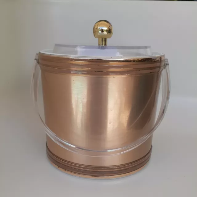 Vintage Georges Briard Ice Bucket Gold with Lucite Handle MCM