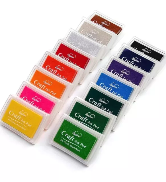 Ink Pad Craft Pigment for Paper Wood Fabric Scrapbook 15 Colours Art InkPad