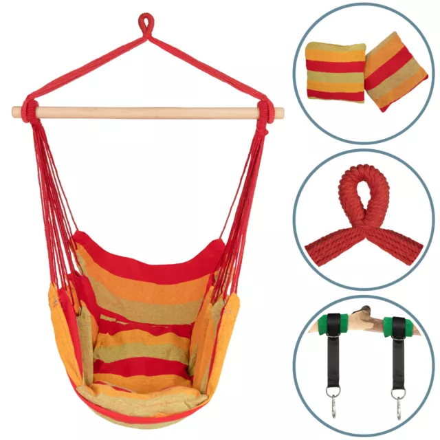 Hängesessel Hängestuhl Hängematte mit 2 Kissen Rot/Gelb KALEA BWARE ib style®