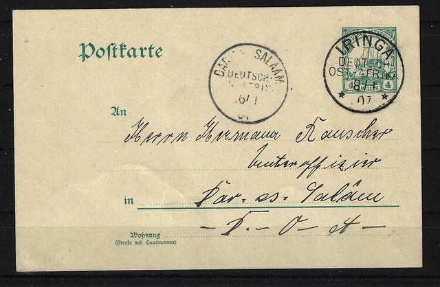 H635) DOA Deutsch-Ostafrika Kolonie GA Ganzsache Stempel IRINGA