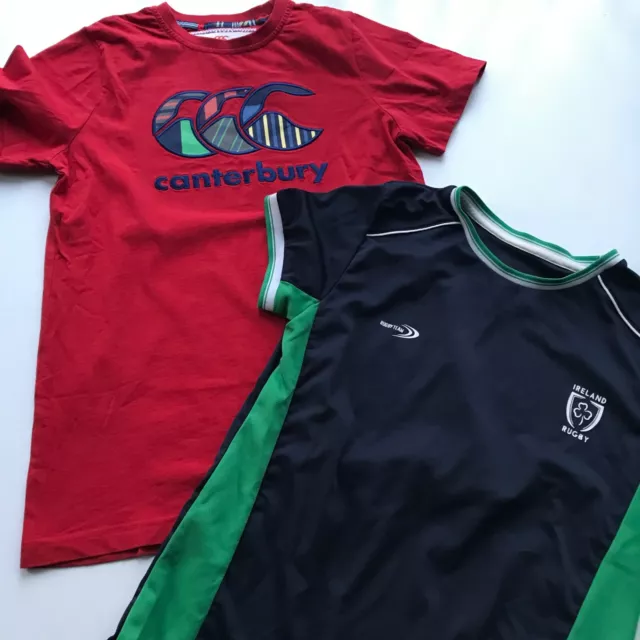 IRELAND RUGBY T-SHIRT Bundle CANTERBURY Red Green Tops BOYS Age 11 to 12