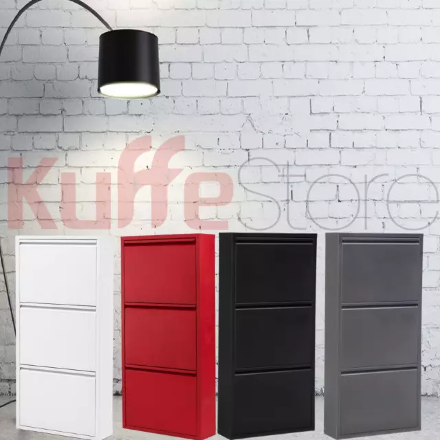 Kuffe Schuhschrank Metall Schuhregal Schmal Hoch Schuhkipper mit Magnet Klappen