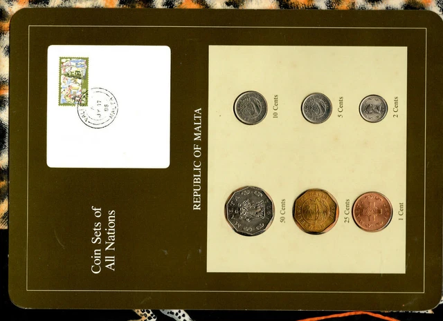 Coin Sets of All Nations Malta 6 coins 1972-1986 UNC 25 cents 1975 5,10 cts 1986