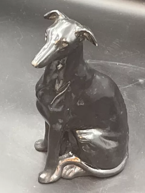 Vintage Ceramic Black Whippet Greyhound Statue Figurine
