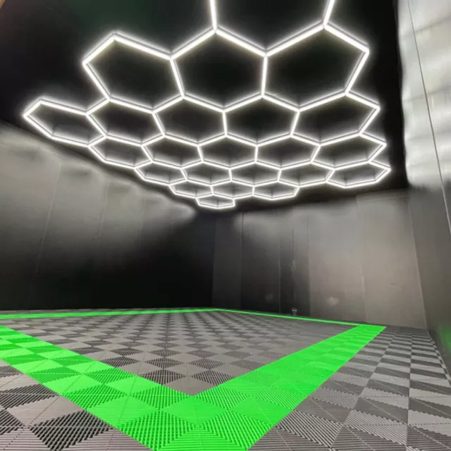 28Grid Hexagon LED Lampe Röhren Werkstatt Garage Wand Decken Leuchte Beleuchtung