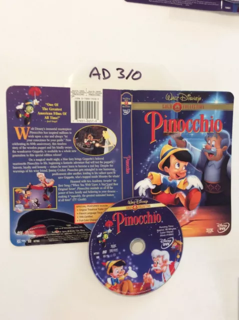 Pinocchio (DVD, 1999, Limited Issue) No Case No Tracking #AD310